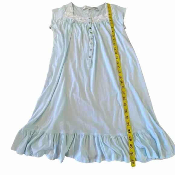 Eileen West Cotton Blend Nightgown Light Blue Chemise XS/S Short - Picture 5 of 8